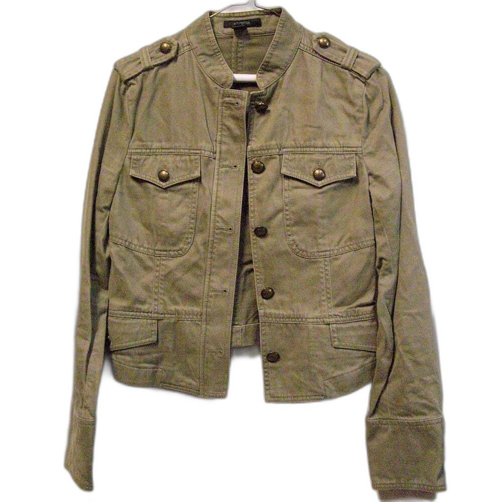 Express Outdoor Style Jacket Khaki Green Brass-style Buttons Epaulets Size S